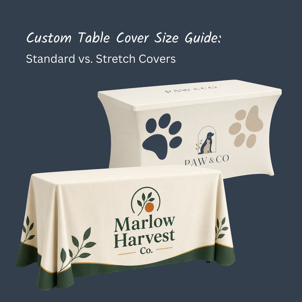 Custom Table Cover Size Guide: Standard vs. Stretch Covers