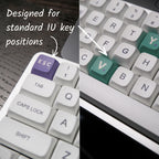 Green custom LED keycap keychain glowing on a purple backlit mechanical keyboard