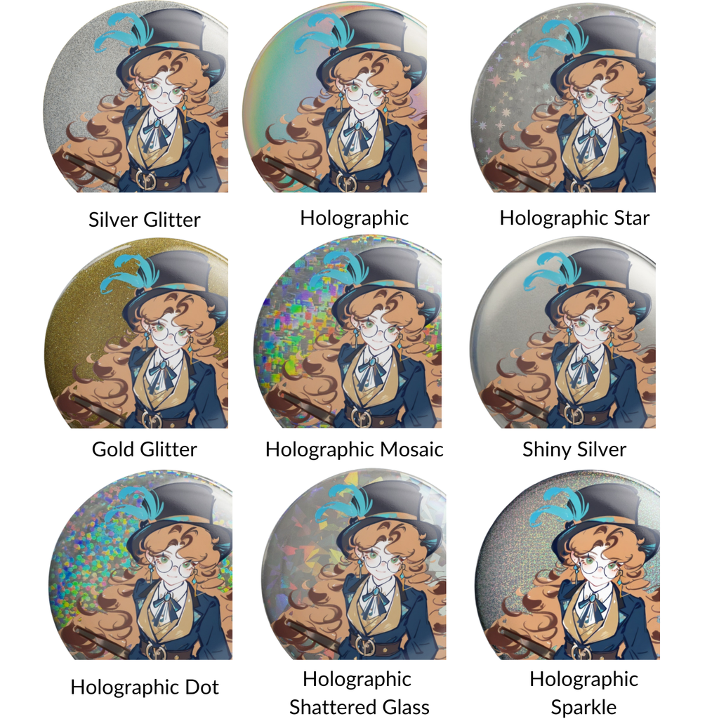 Custom Glitter Holographic Button Pins