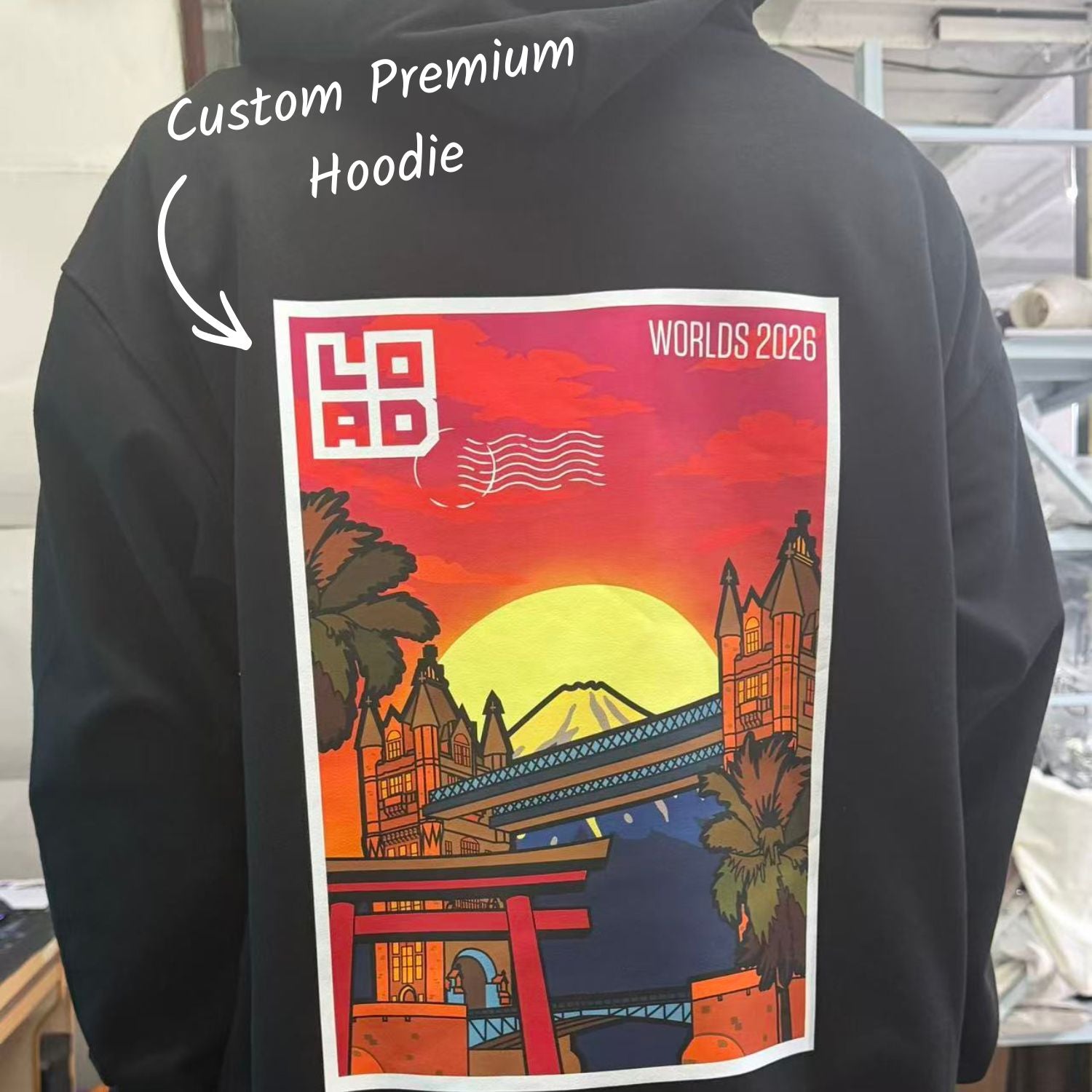 Custom retractable banner and canvas tote bag at an event booth