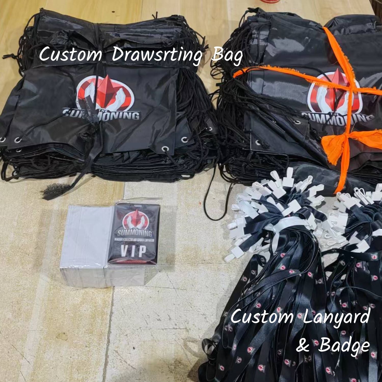 Custom event badge and tote bag used at an anime convention