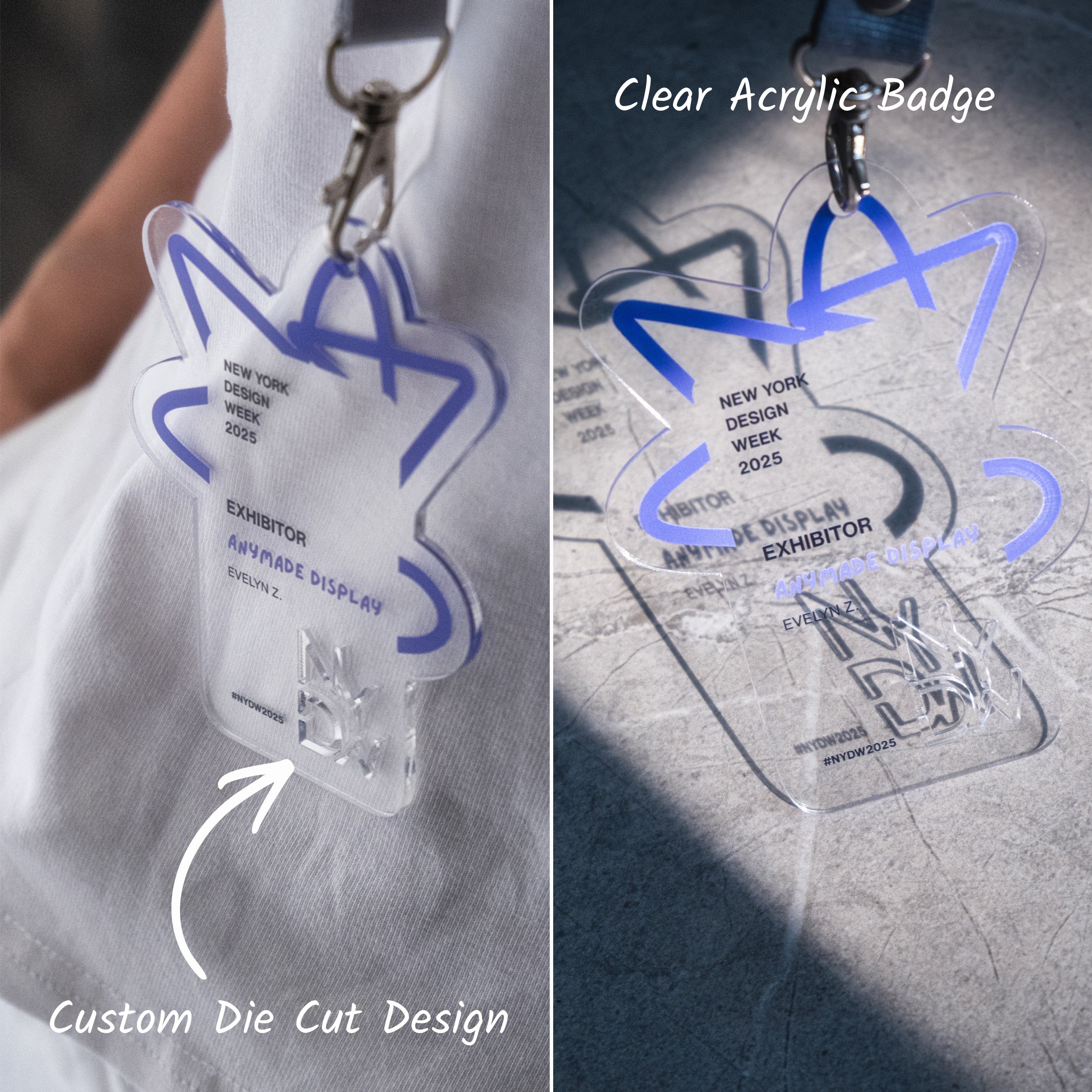 Custom Shape Acrylic Badge + FREE Lanyards