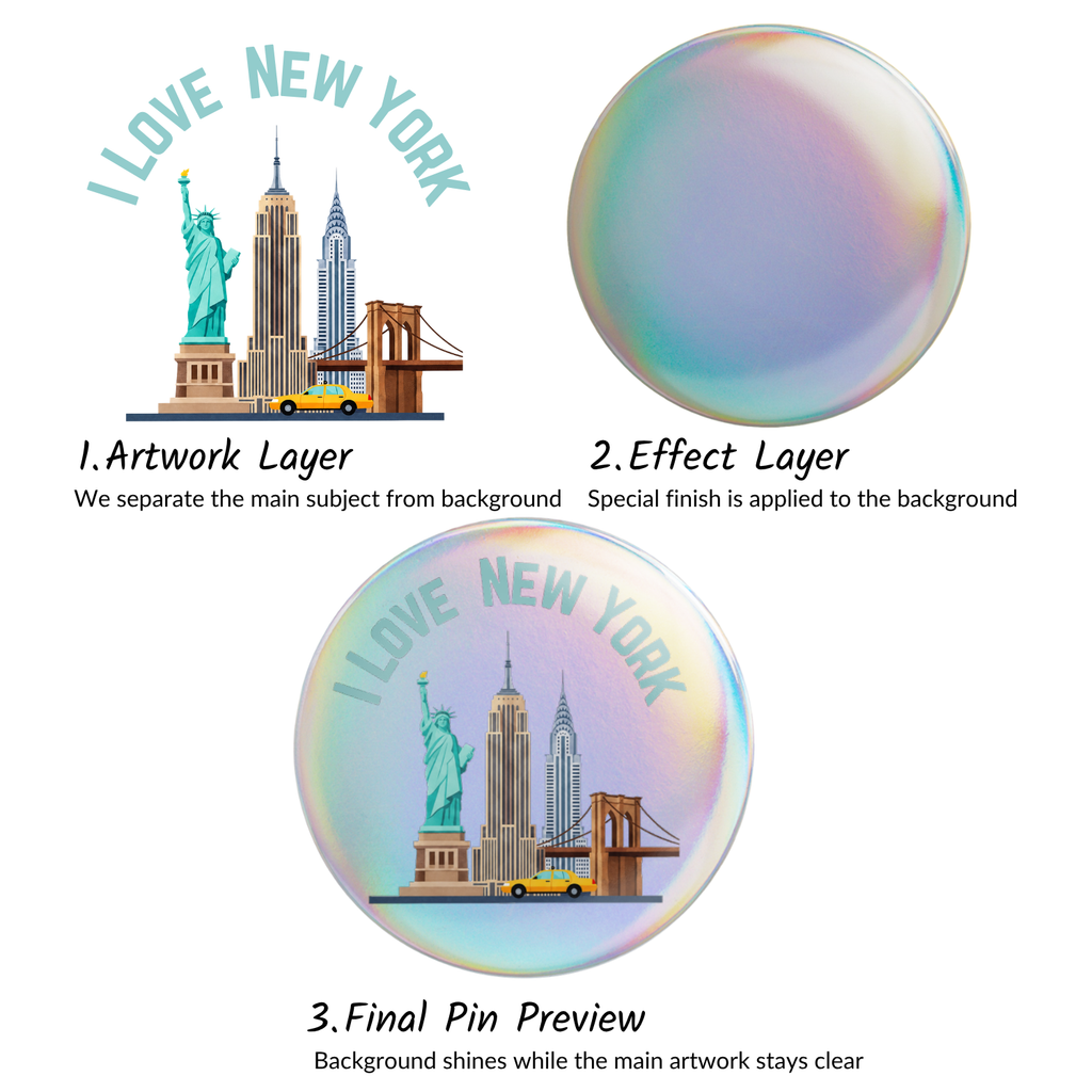 Custom Glitter Holographic Button Pins