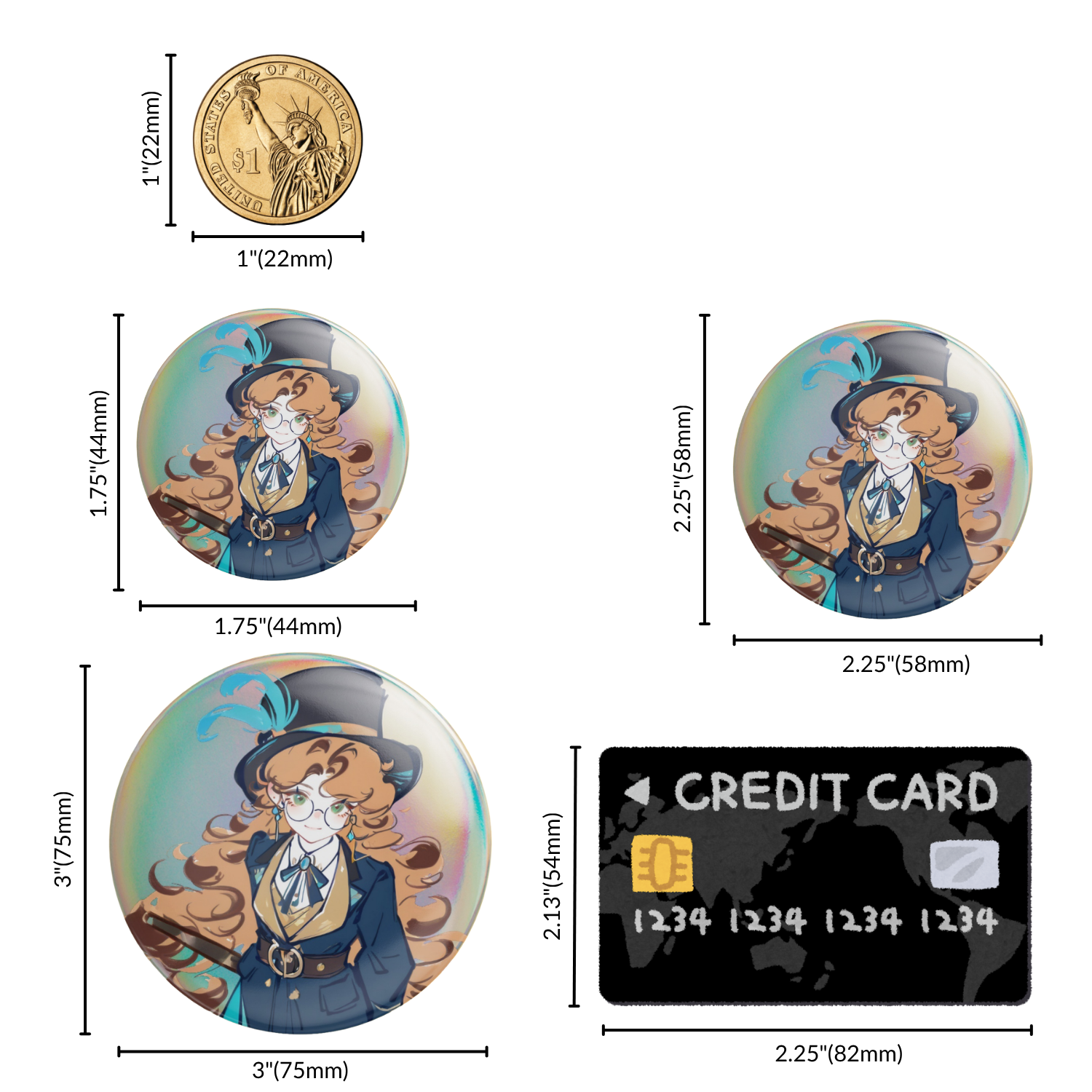 Custom Glitter Holographic Button Pins