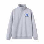 Light gray Custom 350 GSM Quarter-Zip Sweatshirt with blue NEXORA left chest logo