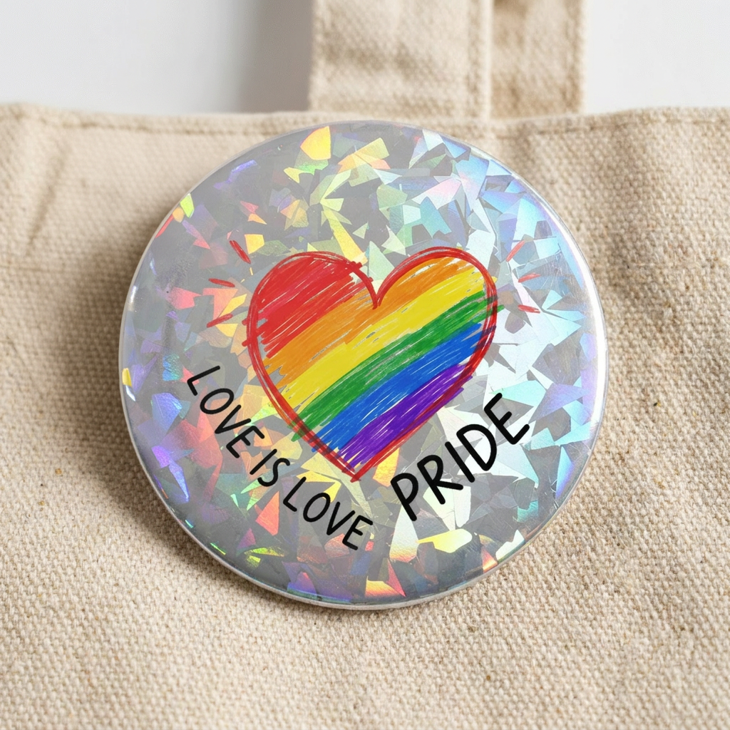 Custom Glitter Holographic Button Pins