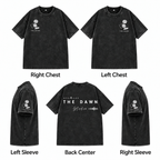 水洗 T 恤 logo placement guide: Right Chest, Left Chest, Left Sleeve, Back Center, Right Sleeve